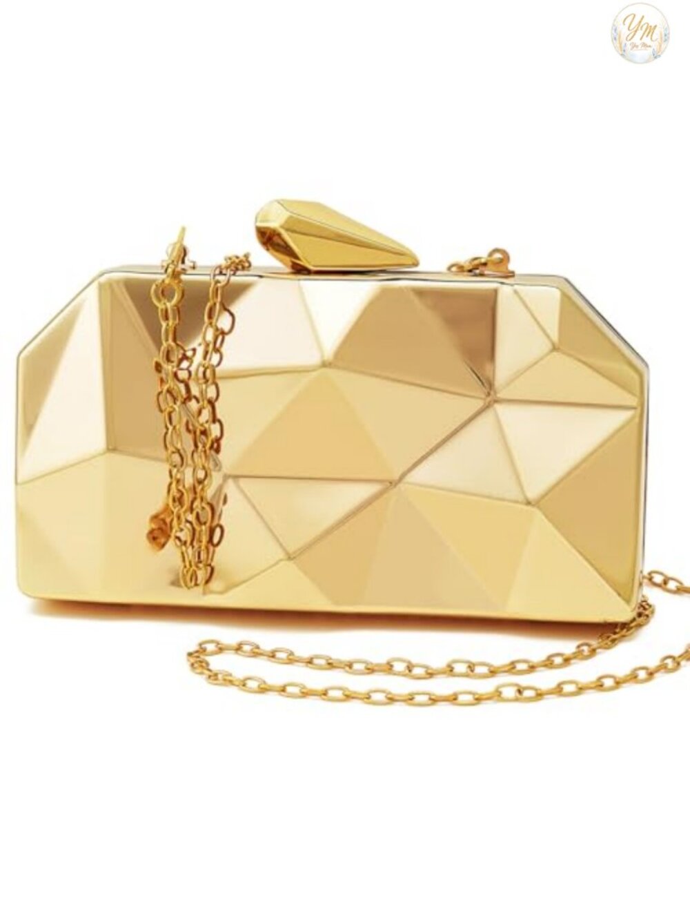 Metal Lattice Pattern Evening Clutch Purse with Chain Strap